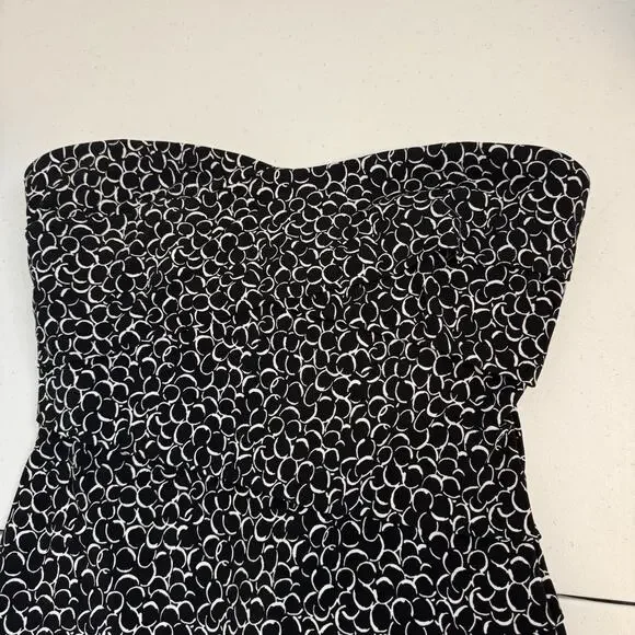 WHBM Instantly Slimming Strapless Sheath Dress Size 8 Tiered Stretch Black White - Picture 9 of 15